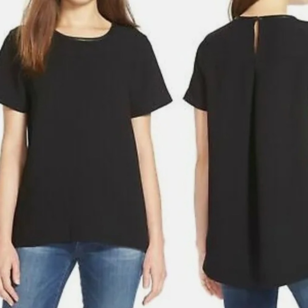 Madewell Leather Trim Flowy Top